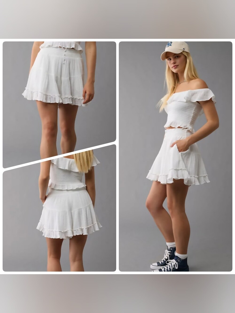 Milkmaid Coquette Renaissance Tiered Ruffle Bloomer Shorts White Smocked M
